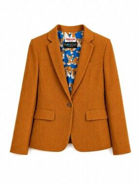 Fun Wear Camel Brown Gremlins Lined Blazer Jacket Women's Sz 8 Movie Novelty